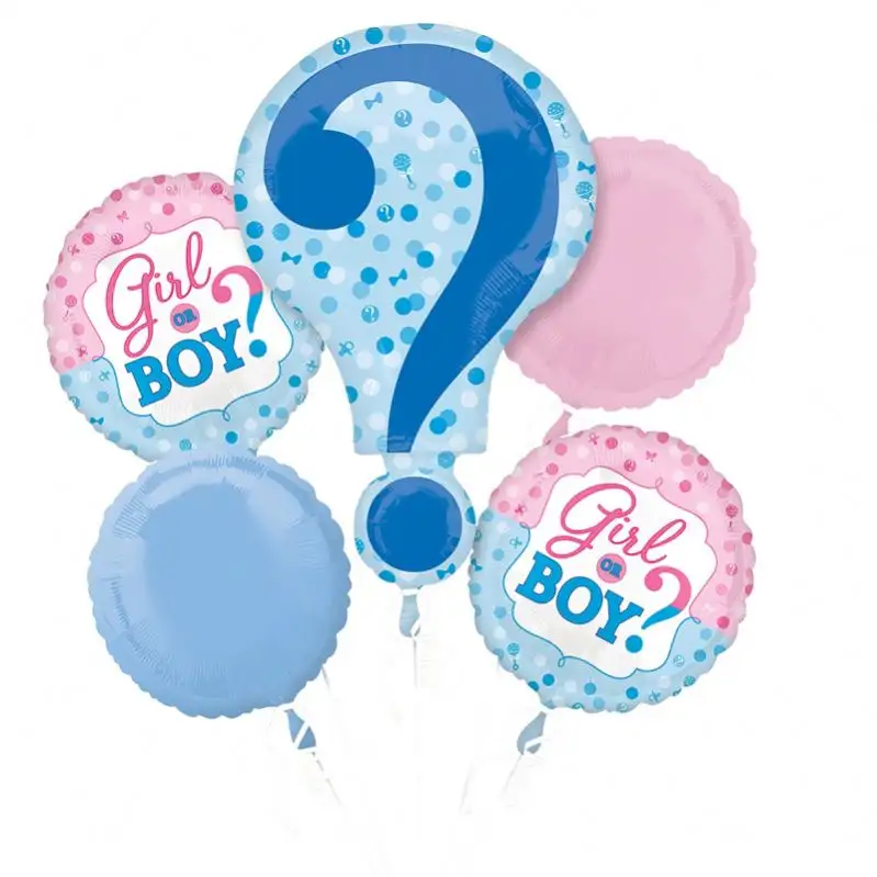 Gender Reveal o 5Pcs Foil elio Balloons Boy Girl He He forniture per feste per Baby Shower Set Balloon