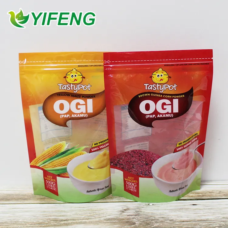 Stand Up Pouch Corn Flour Bags Plastic Custom Maize Gluten Meal/corn Meal/maize Packaging With Window Digital Printed