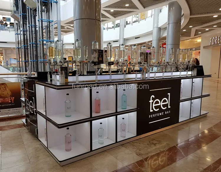 Exibição de perfume de ponta alta, projeto do kiosk do perfume cosmético impulsionador do centro