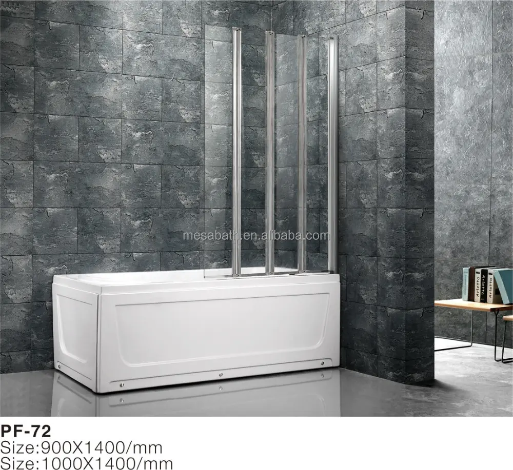 3 פנלים מקלחת מתקפל פיברגלס חלון עמיד למים לשימוש באמבטיה