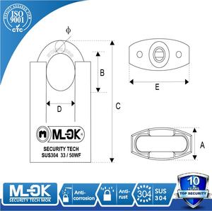 MOK 71/60WF anti-pas ağır tuş kilidi yüksek kalite ana anahtar ile aynı anahtar kilidi kilidi. - Product Image 5