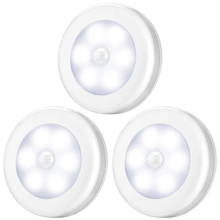 Goldmore batería operado blanco inalámbrico 6 LED sensor de movimiento de luz para armario de gabinete de baño de dormitorio Cocina