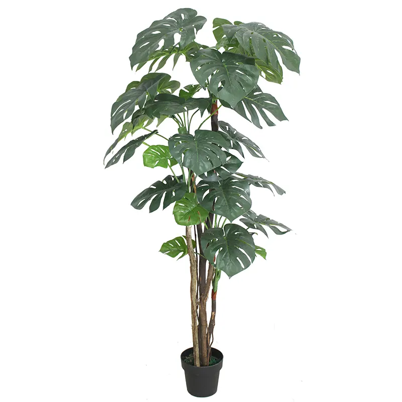 Plantes artificielles de Simulation vertes everstera, g, botte d'arbre à écorce avec Pot en plastique noir pour décor de maison et de jardin