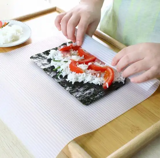 Mesa antideslizante de goma de silicona para hornear barbacoa, estera rodante de sushi para Cocina