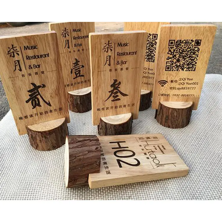 Customized wood menu card place card holder for restaurant wedding business