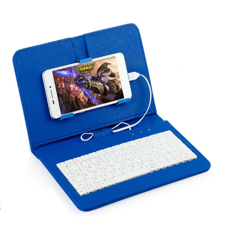 Smartphone OTG Universal Saffiano Textur PU Leder Schutzhülle Verdrahtete Tastatur Fall Für Android Tablet/Android Handy