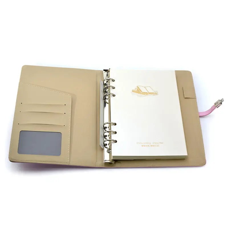 Cuaderno A5 de cuero PU de alta calidad con 6 anillos, Bloc de notas colorido con hebilla de metal, bolsillos, carpeta de anillas para cuaderno