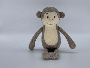 7英寸可爱灰色毛绒猴子毛绒玩具有机棉婴儿安全玩具 - Product Image 2