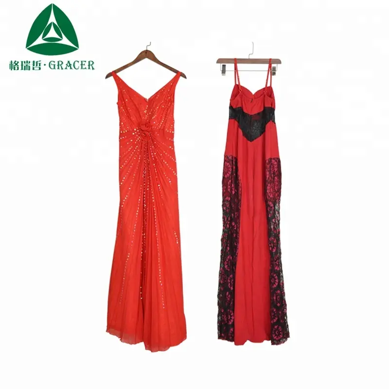 Las exportaciones chinas sin clasificar damas vestido de noche de importación de ropa de segunda mano vestido de novia