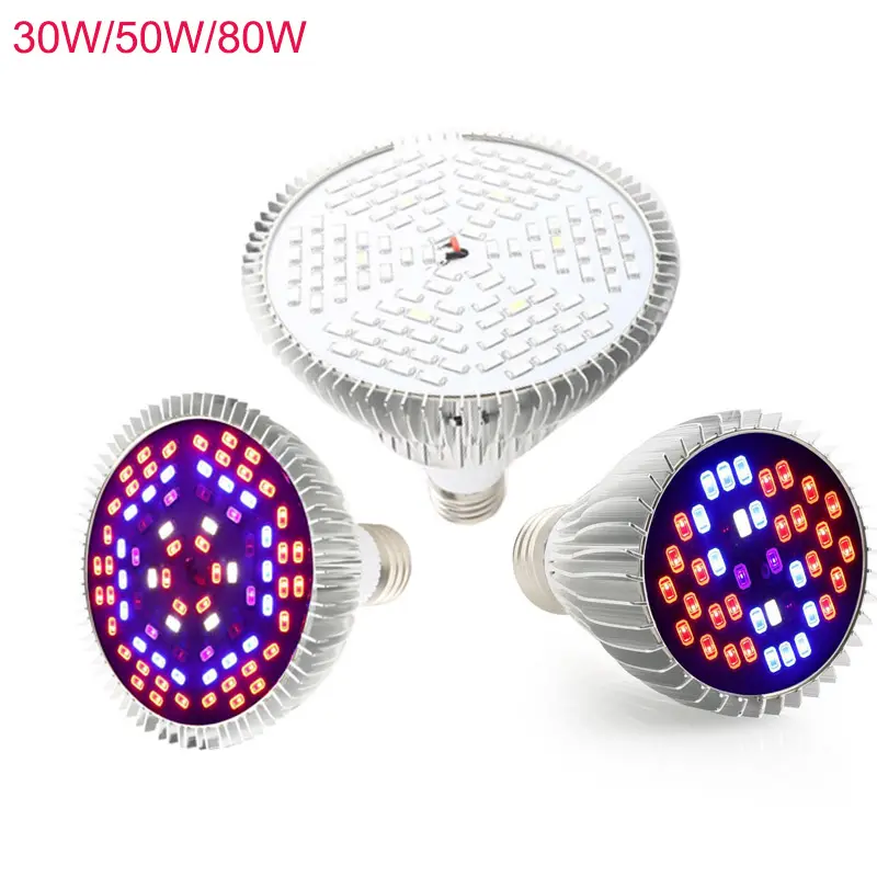 Factory E27 50W Full Spectrum LED Grow Light Bulb Red Blue Plant Growth Lamp AC85-265V para invernadero de interior Plántulas vegetales