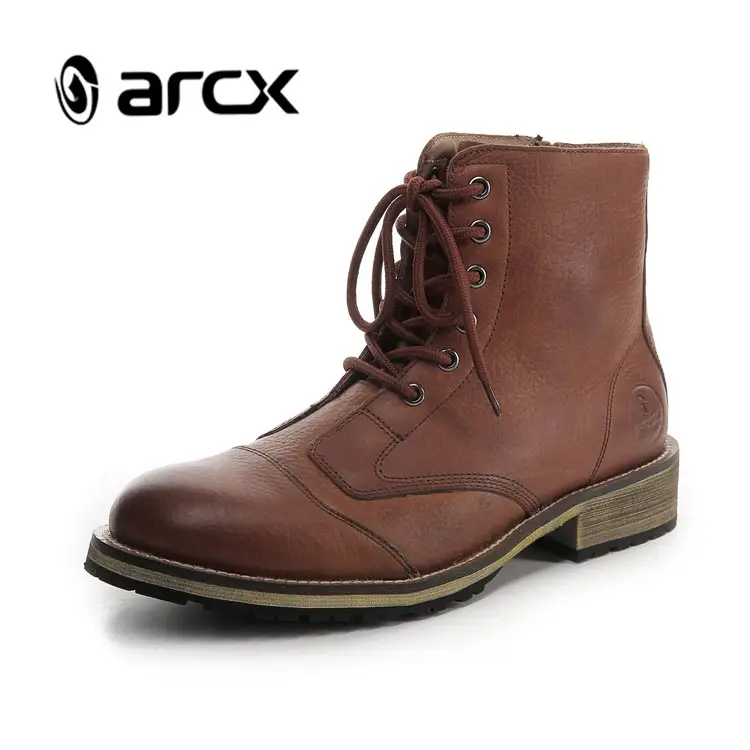 Bota para motocicleta masculina, bota de couro bovino impermeável, casual, antiderrapante, para ciclismo, ao ar livre, viagem, motocross