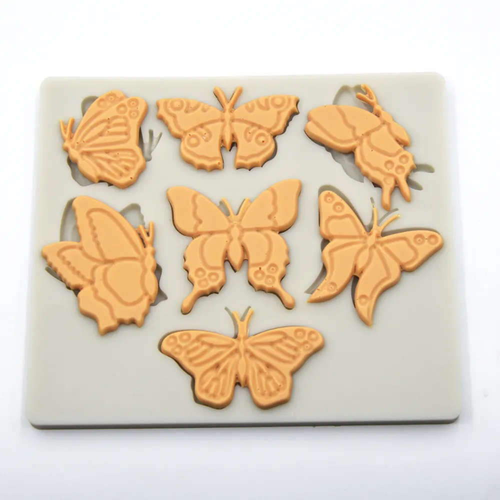 Molde de silicona de grado alimenticio para Fondant, herramienta de repostería con estampado de mariposas de West Point