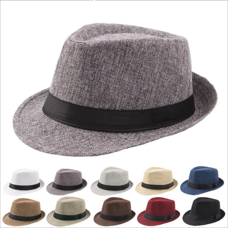 Chapéu de palha fedora, por atacado, chapéu de palha xadrez, fedora, verão