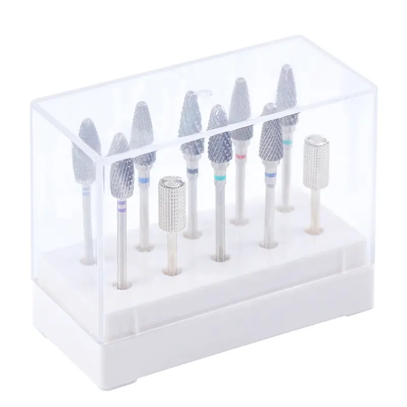 Misscheering Nail Electric Grinding Head Mini Storage Grinding Dustproof 7 & 10 Holes Acrylic Manicure Tool Storage Box