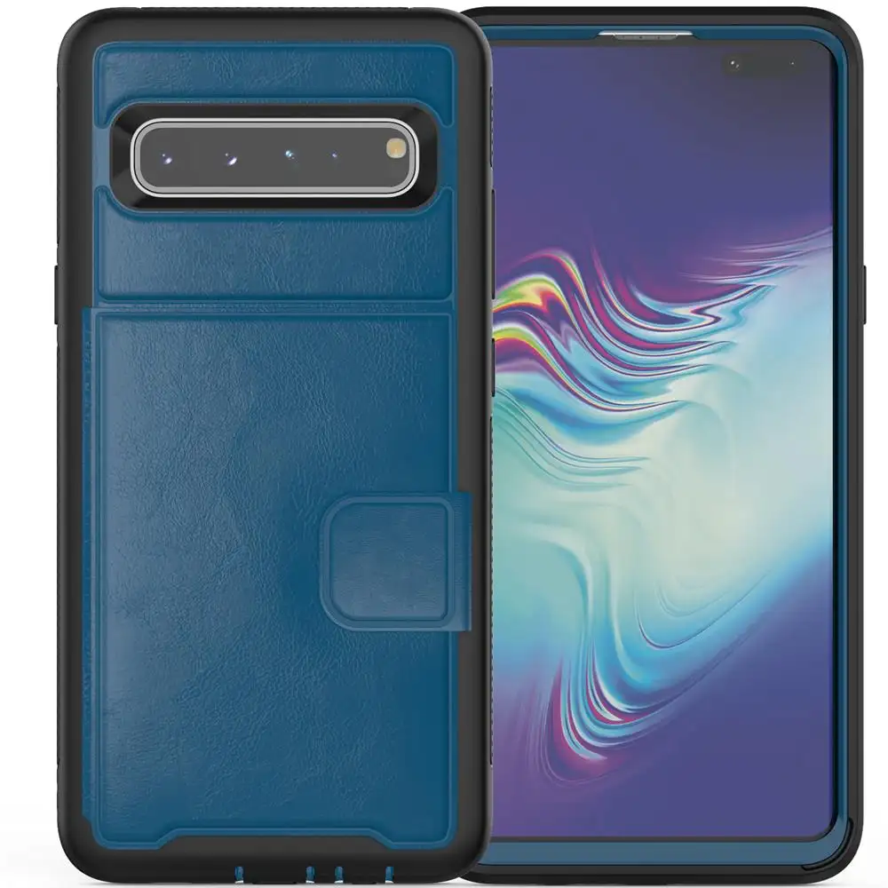 Hot Menjual Di Amazon Card Holder Leather Case untuk Samsung Galaxy S10 5G Pelindung Berdiri