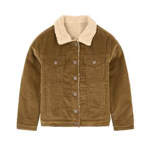 最新ファッションベッドフォードコードコーデュロイジャケット幼児男の子用子羊襟冬コート卸売子供服工場