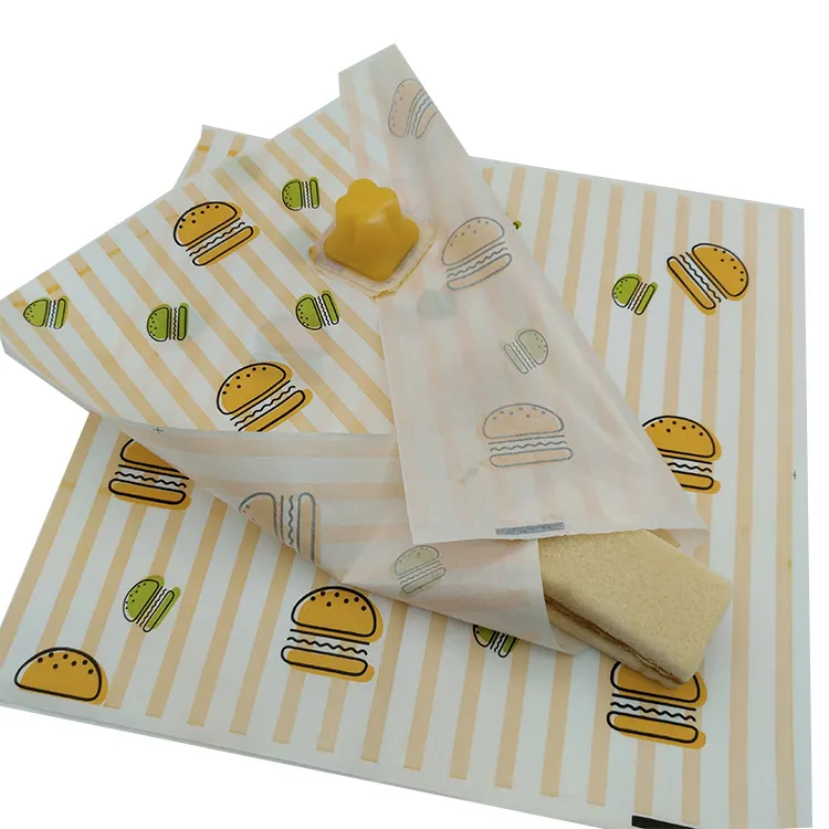 Papel de envoltura de sándwich a prueba de grasa, papel de envoltura de alimentos impreso personalizado/papel de cera deli para hot dog