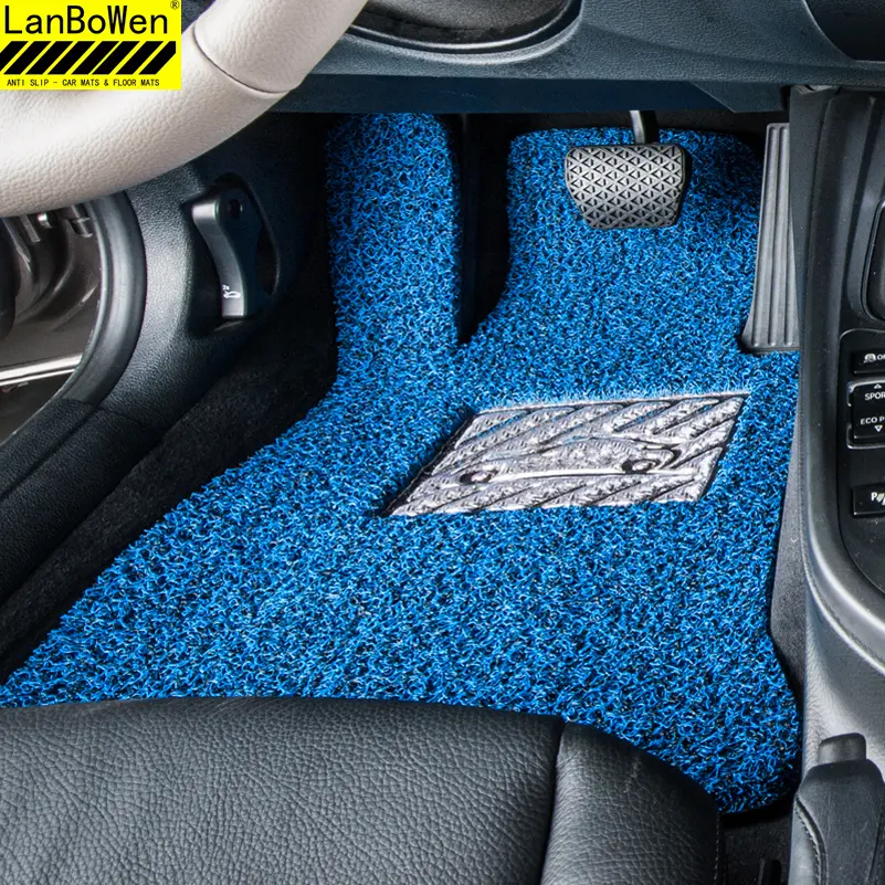 Fashion blue noise reduction pvc coil anti slip auto car driver foot floor mats