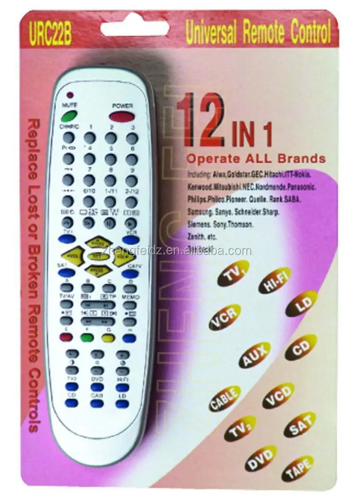 Tv yang universal remote control 12 in 10 in 1 tv/vcr/cat/hifi/satvcd/dvd/cd/aux/tape