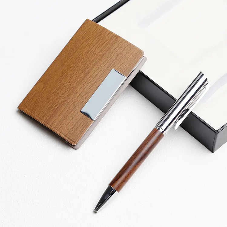 Luxury Wooden Pen with wooden card holder for business gift set