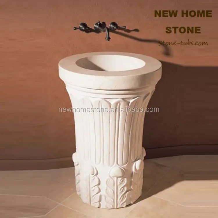 Lavabo de mármol blanco para baño, moderno lavabo italiano de Carrara, decoración interior, Pedestal de piedra de mármol