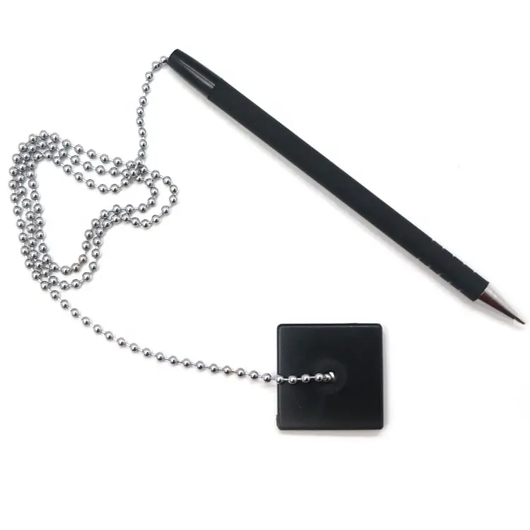 Stylo de sécurité en acrylique avec chaîne, porte-stylo, adhésif, pour le bureau, stylo de réception, avec chaîne de stylo à bille