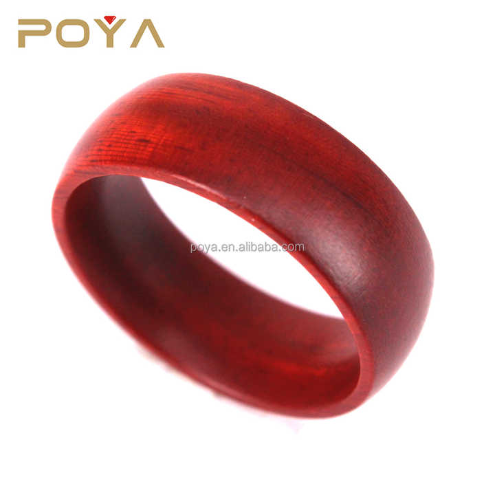 Sándalo rojo, madera banda de boda anillo para él y ella, 8mm abovedado Comfort fit