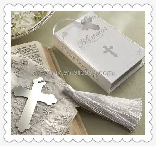 Cruz de Metal borlas bookmark com Para A Graduação de aniversário de Batismo Favor Do Casamento favores do casamento lembranças de casamento
