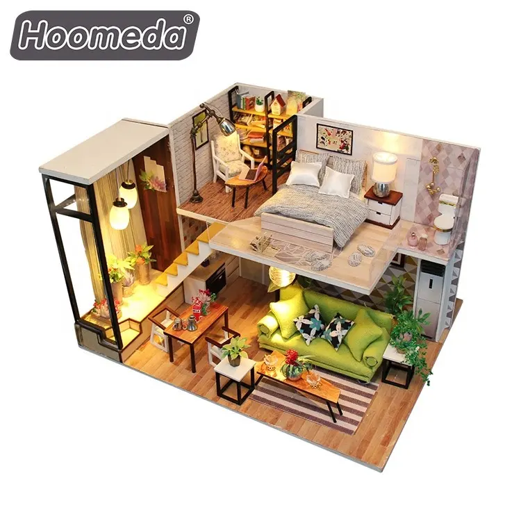 3D miniature house diy wooden european doll house for sale