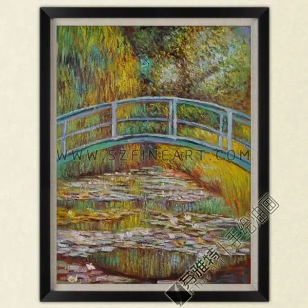 สะพานญี่ปุ่น,100% ความประทับใจที่ทำด้วยมือภาพวาดสีน้ำมันการสืบพันธุ์ของ Claude Monet