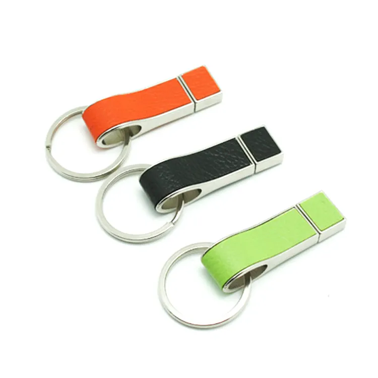 Memoria USB de cuero de alta calidad con forma de silbato y llavero de 8GB y 16GB