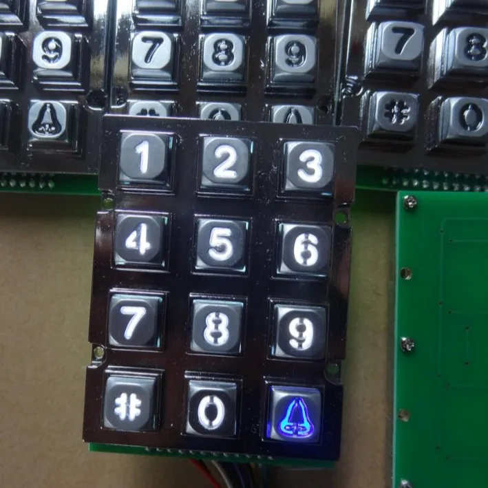 3x4 12 keys metal backlight access control keypad Matrix Industrial Keypad for home security system