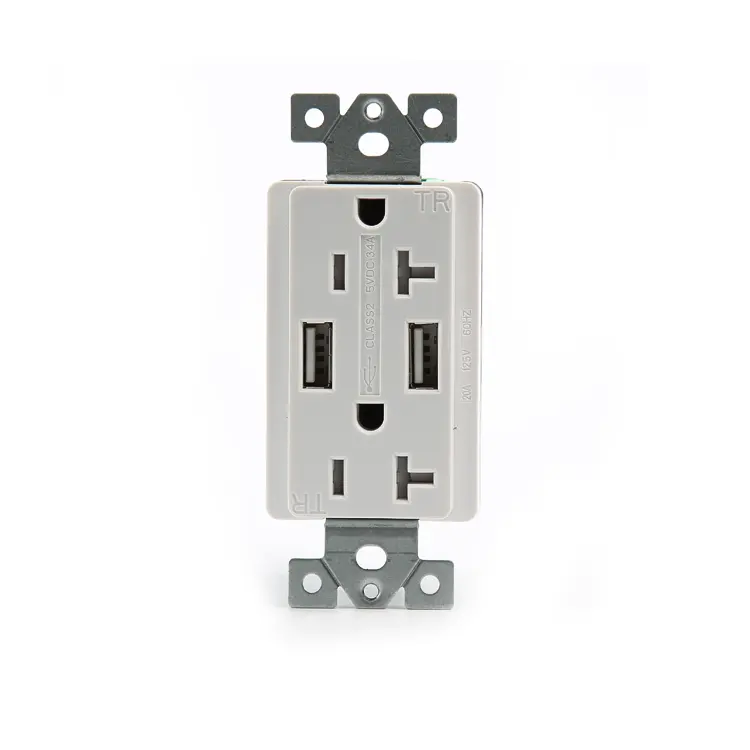 Shanghai Linsky GFCI USB salida 110 V/220 V 20A entrada 4.8A Topgreener doble tornillo placa de pared incluido ¡blanco