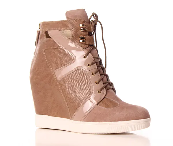 Classic genuine leather wedge sneakers for women