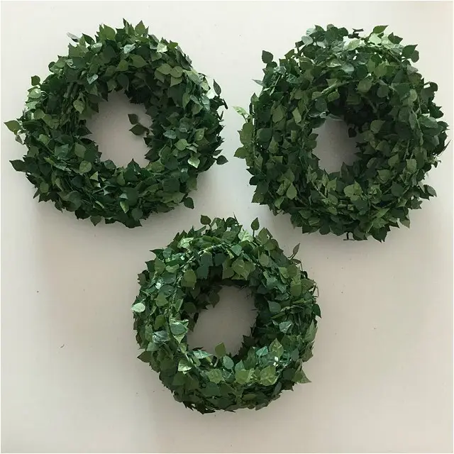 Miniatura Baby Leaf Boxwood Garland Artificial Ivy Garland Folhagem Folhas Verdes Videira para Festa de Casamento DIY Headbands