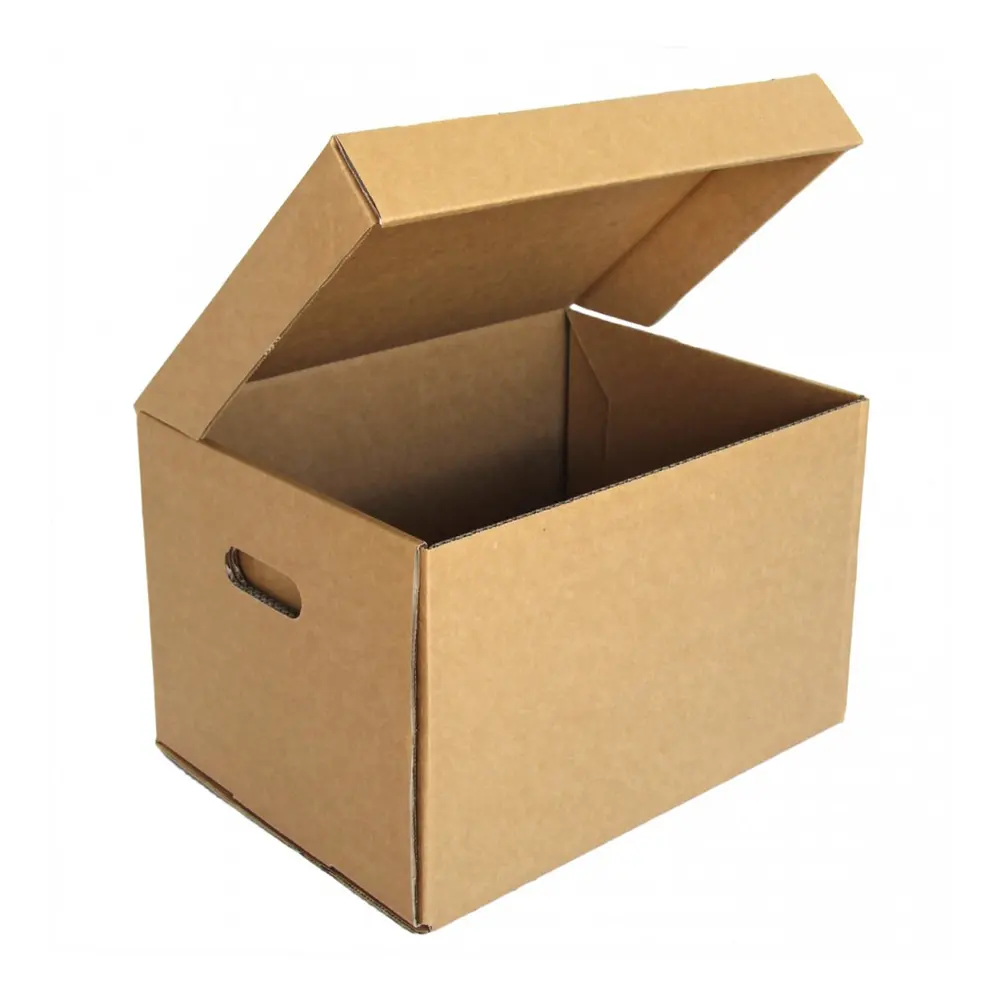 Boîte de rangement en carton ondulé, facile à utiliser, classique, en papier ondulé, avec les boutons