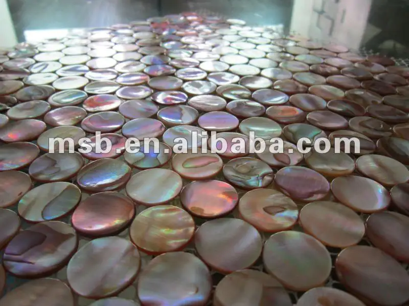 Alami Warna-warni Lingkaran Cina Air Tawar Ibu dari Mutiara Pel Shell Mosaik Ubin Mesh