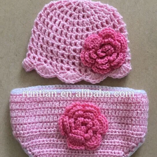 Offre Spéciale Pas Cher Mignon Bébé Fille au Crochet Fleur chapeau Et Couvre-couche