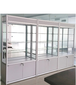 Hot bán trung tâm mua sắm sử dụng khung bạc linkable tường Glass Showcase thiết kế với ánh sáng - Product Image 2