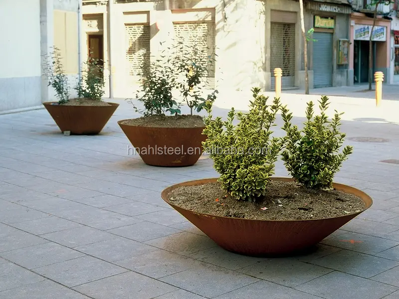 Fioriere per fiori rotonde per esterni vasi in acciaio corten grandi fioriere