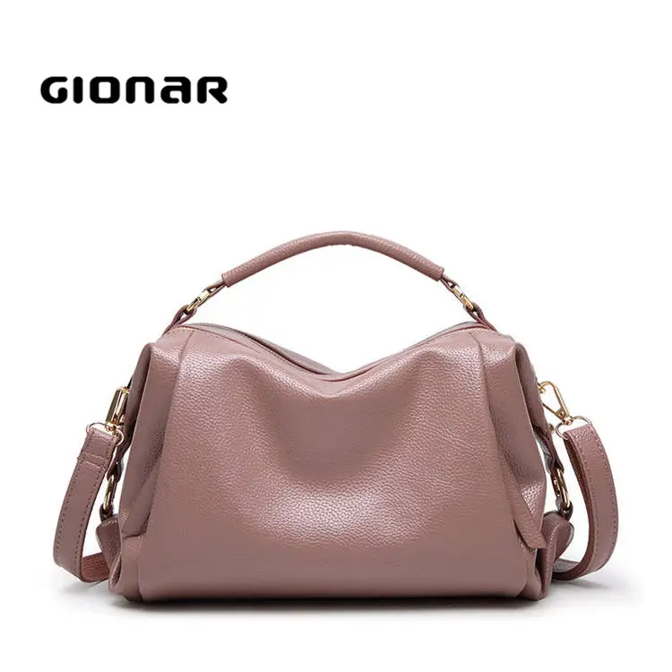 Grand sac à main souple en cuir pour femme, fourre-tout avec nom de marque, Grain complet