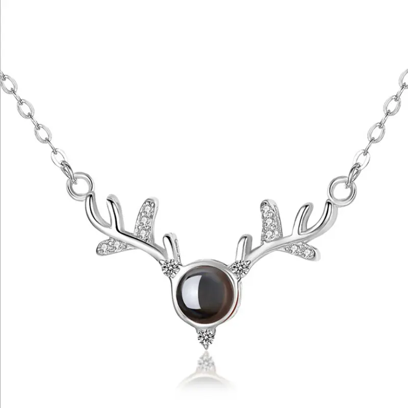 Jisensp 2019 nueva moda ciervo cuerno asta collar de la joyería Simple elegante collar de cuerno pequeño lindo colgante collar