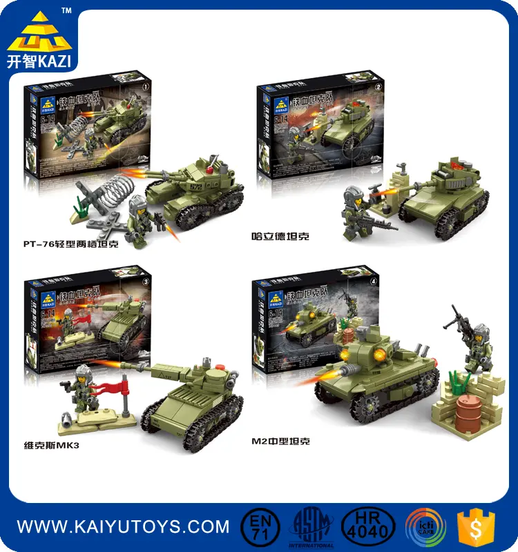 KAZI blok bangunan mainan tank militer tim kendaraan militer panzer