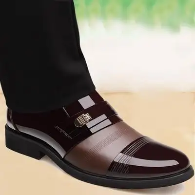 Sapatos de couro masculinos, sapatos baixos da moda para homens de couro pu
