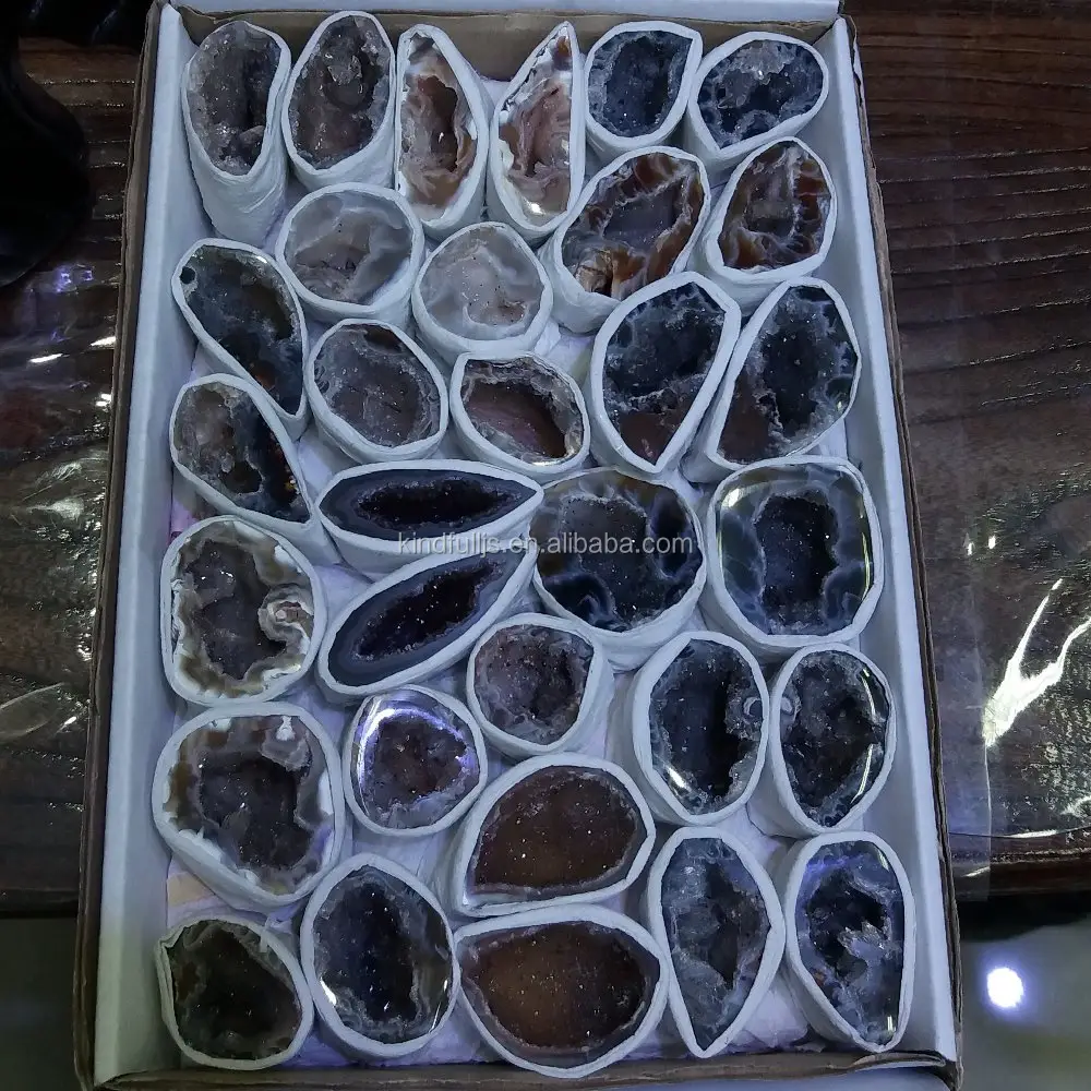 น่ารักขนาดเล็กธรรมชาติร็อคs parklyอาเกตdruzy geode sliceสำหรับจี้