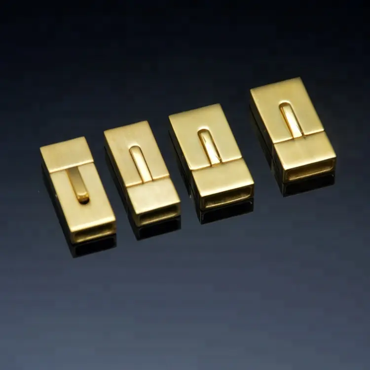 CTBX053 Wholesale DIY Jewelry Finding IPG Gold Stainless Steel Flat Clasp For Wide Leather Bracelet 8 / 10*3mm In Stock