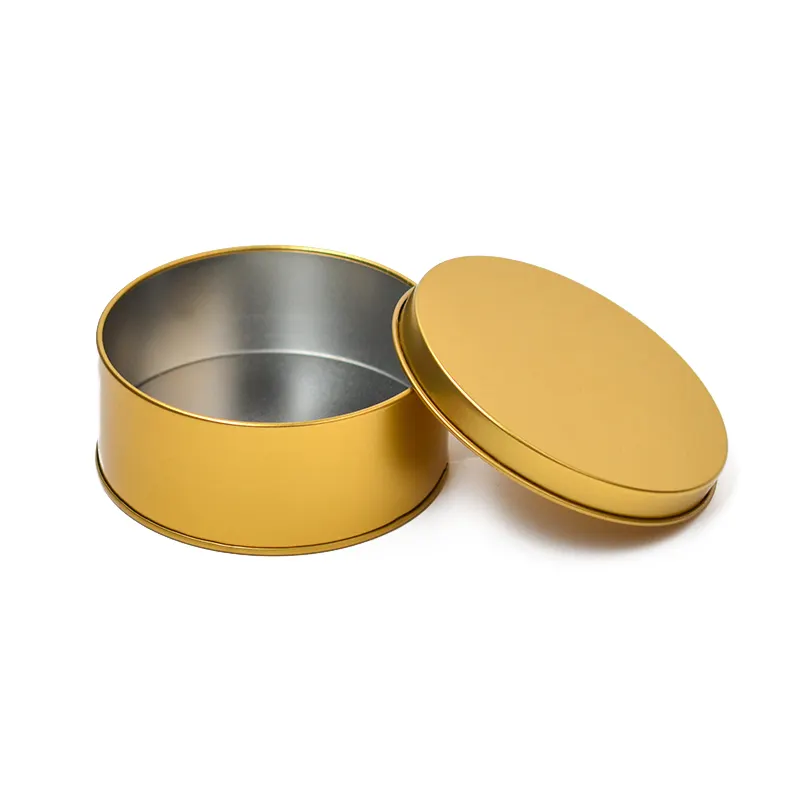 Fast delivery tin box, company small gift tins wholesale gold tin metal containers made of round shape