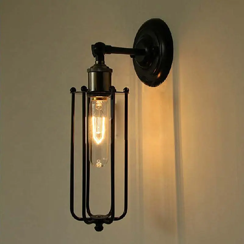 Retrò industriale di ferro nero lampada da parete creativo del corridoio della navata laterale ristorante applique da parete lampada d'epoca E27