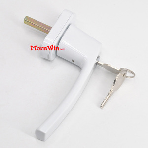 Alça de janela de pvc com chave de fechadura, alça de janela de material de alumínio com fechadura