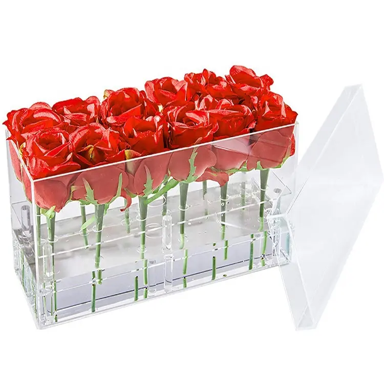 Boîtes-cadeaux en acrylique pour fleurs, 12 emplacements, grand, porte-eau, vitrine magasin de fleurs, pour la saint-valentin, pour la fête des mères